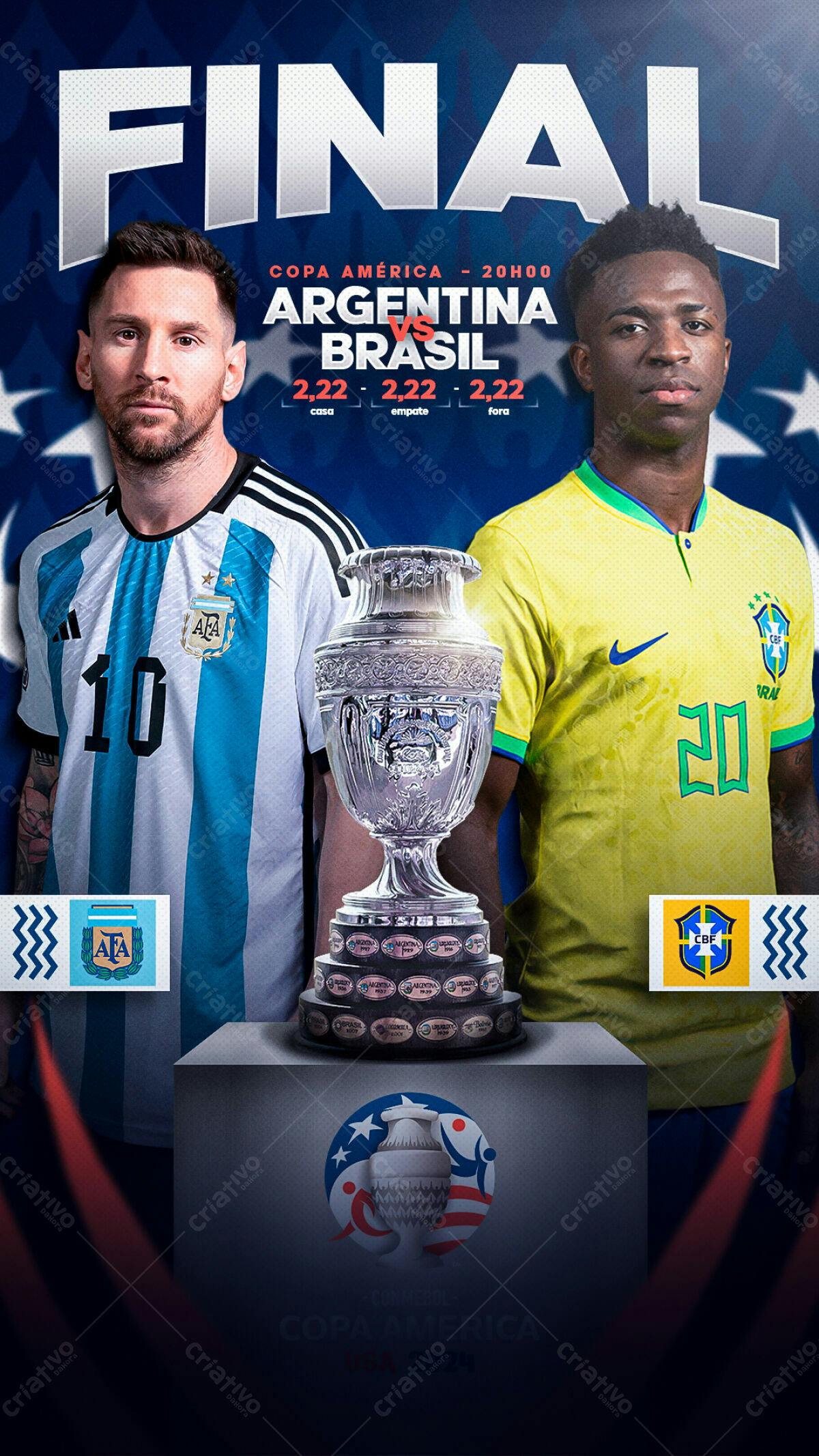 Flyer Final Copa América Argentina x Brasil PSD Editável