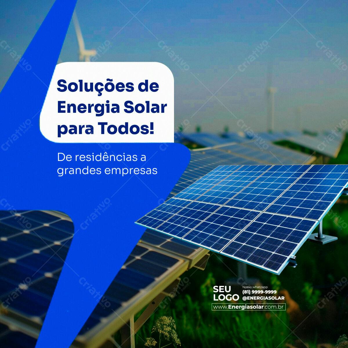 Postagem Redes Sociais Energia Solar PSD Editável