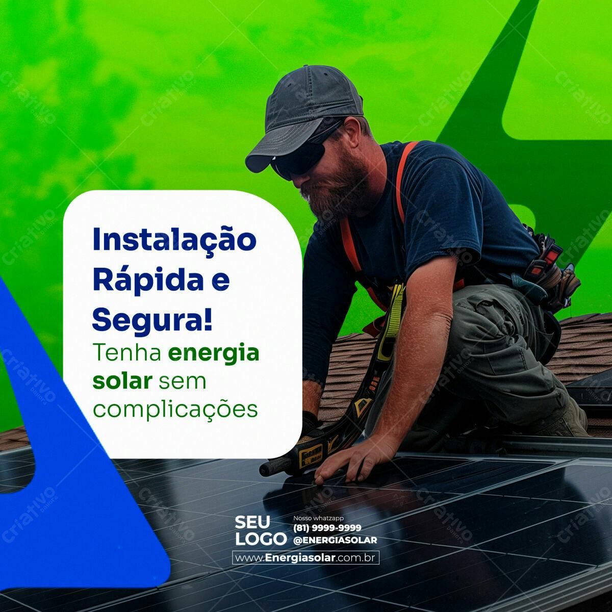 Post para Instalação de Energia Solar PSD Editável