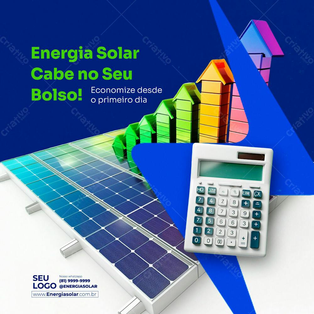 Energia Solar Cabe No Seu Bolso Social Media Psd Editável