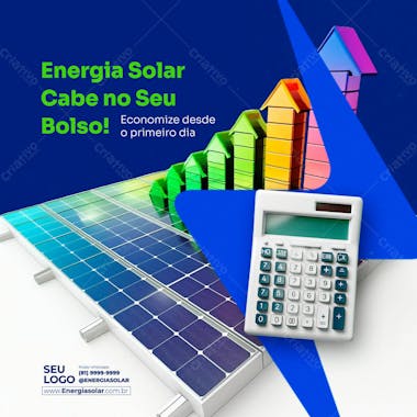 Energia solar cabe no seu bolso social media psd editável