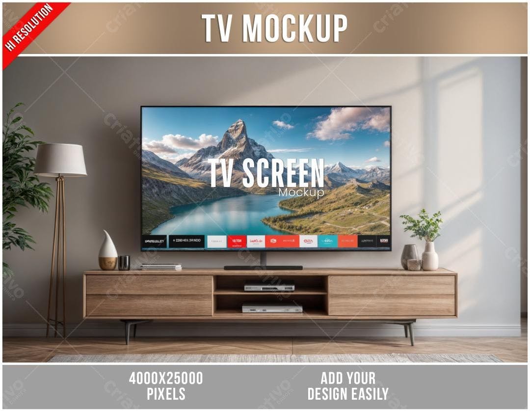 Mockup de TV para Apresentação de Projetos PSD Editável