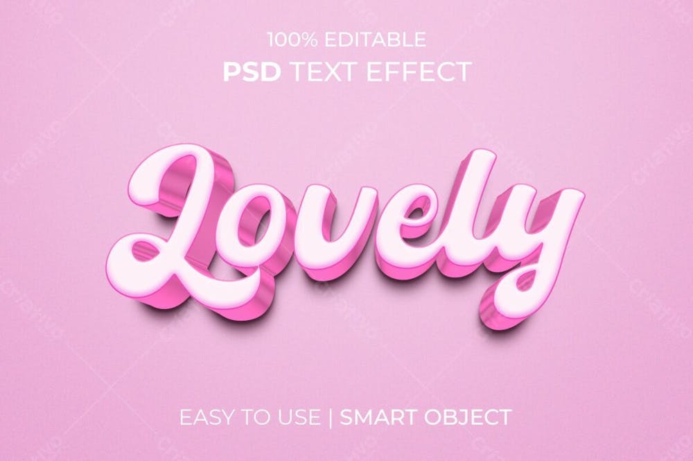 Adorável Estilo De Efeito De Texto Psd Editável Em 3D