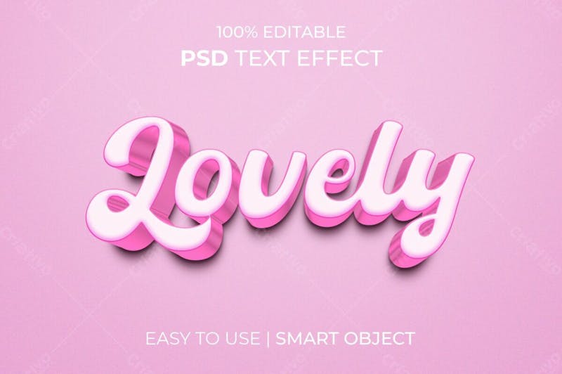 Adorável estilo de efeito de texto psd editável em 3d