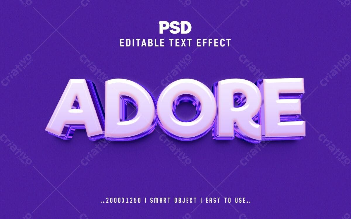Efeito de Texto 3D Adore PSD Editável
