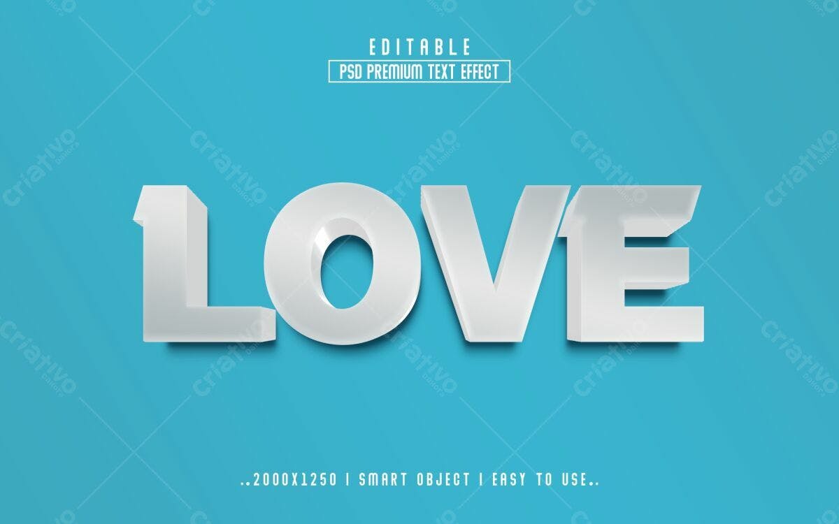 Efeito de Texto 3D LOVE PSD Editável