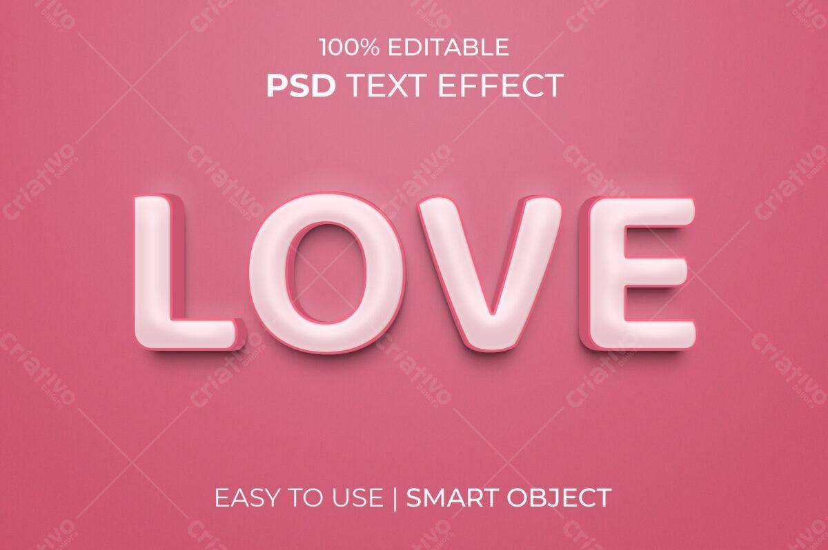 Efeito de Texto para Dia dos Namorados PSD Editável