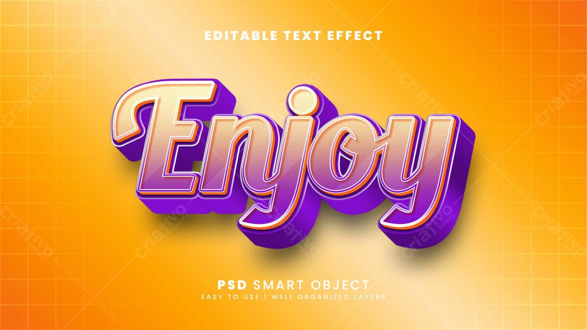 Efeito de Texto 3D Enjoy PSD Editável