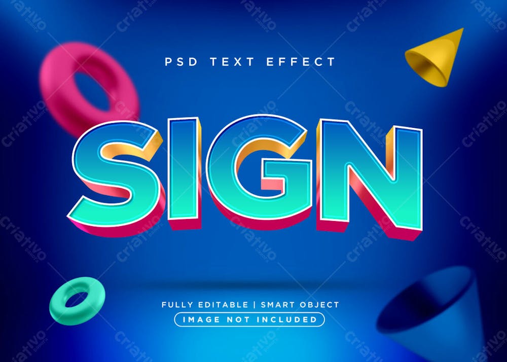 Assinar 3D Efeito De Texto Psd Editável Estilo Moderno