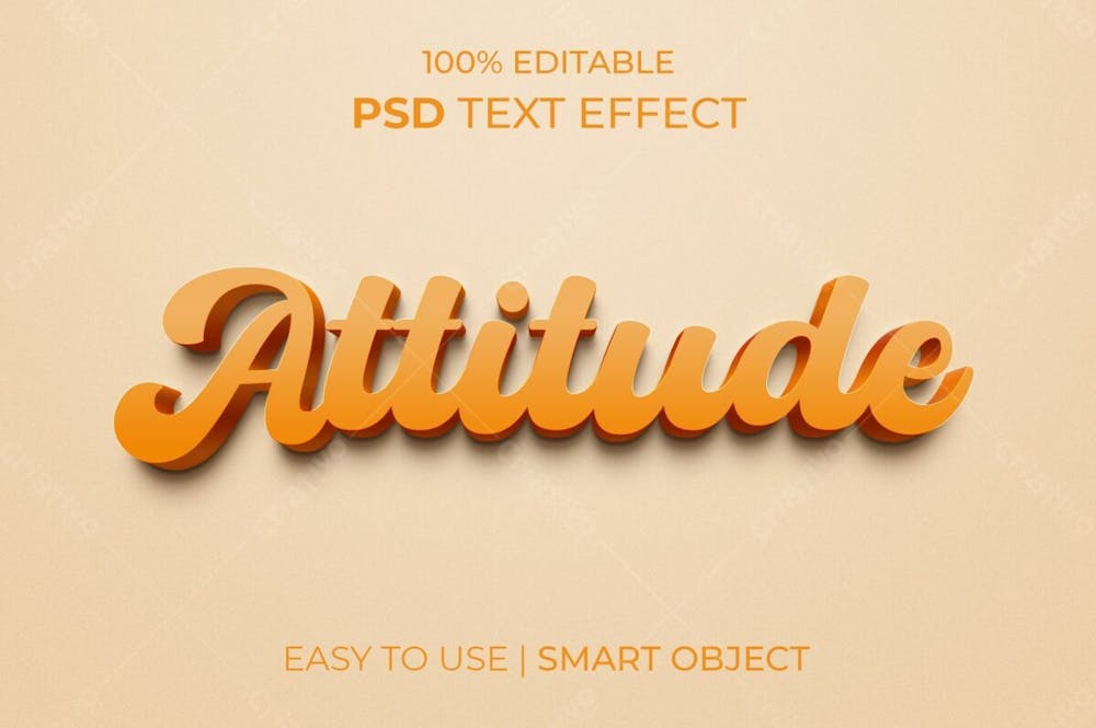 Atitude 3D Estilo De Efeito De Texto Psd Editável