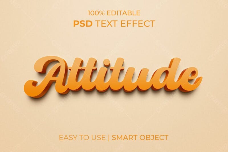 Atitude 3d estilo de efeito de texto psd editável
