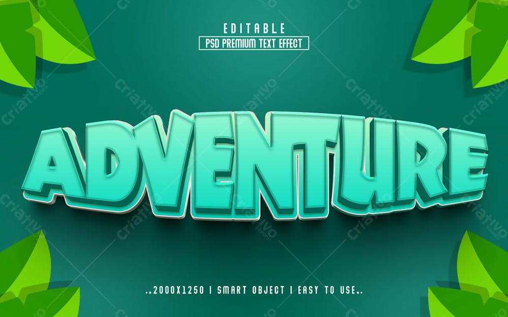 Aventura 3D Efeito De Texto Psd Editável Estilo Moderno