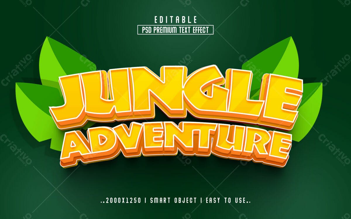 Efeito de Texto Aventura na Selva PSD Editável