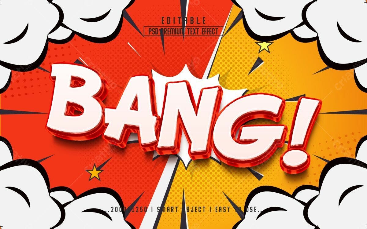 Efeito de Texto em PSD para Design de Quadrinhos Editável