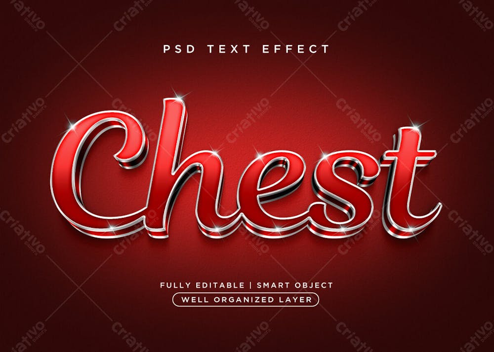 Baú 3D Efeito De Texto Psd Editável Estilo Moderno