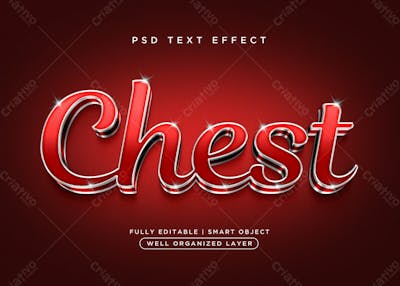 Baú 3D Efeito De Texto Psd Editável Estilo Moderno