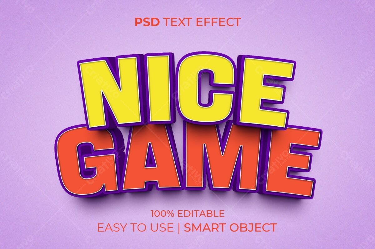 Efeito de Texto 3D para Jogos PSD Editável