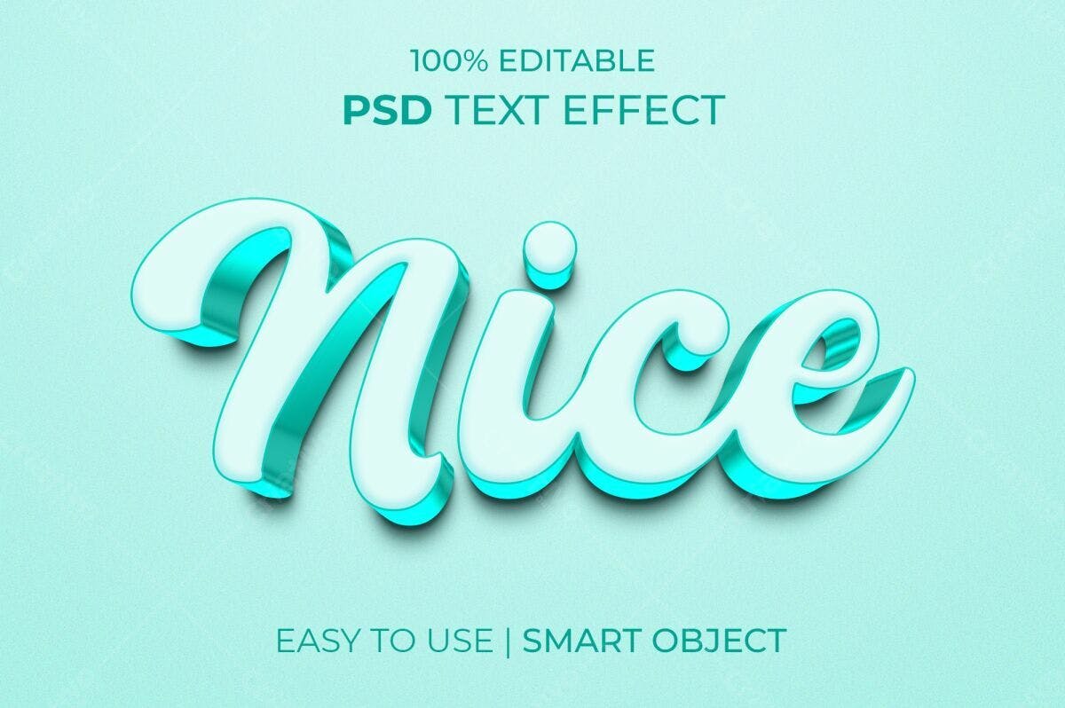 Efeito de Texto 3D "Nice" PSD Editável
