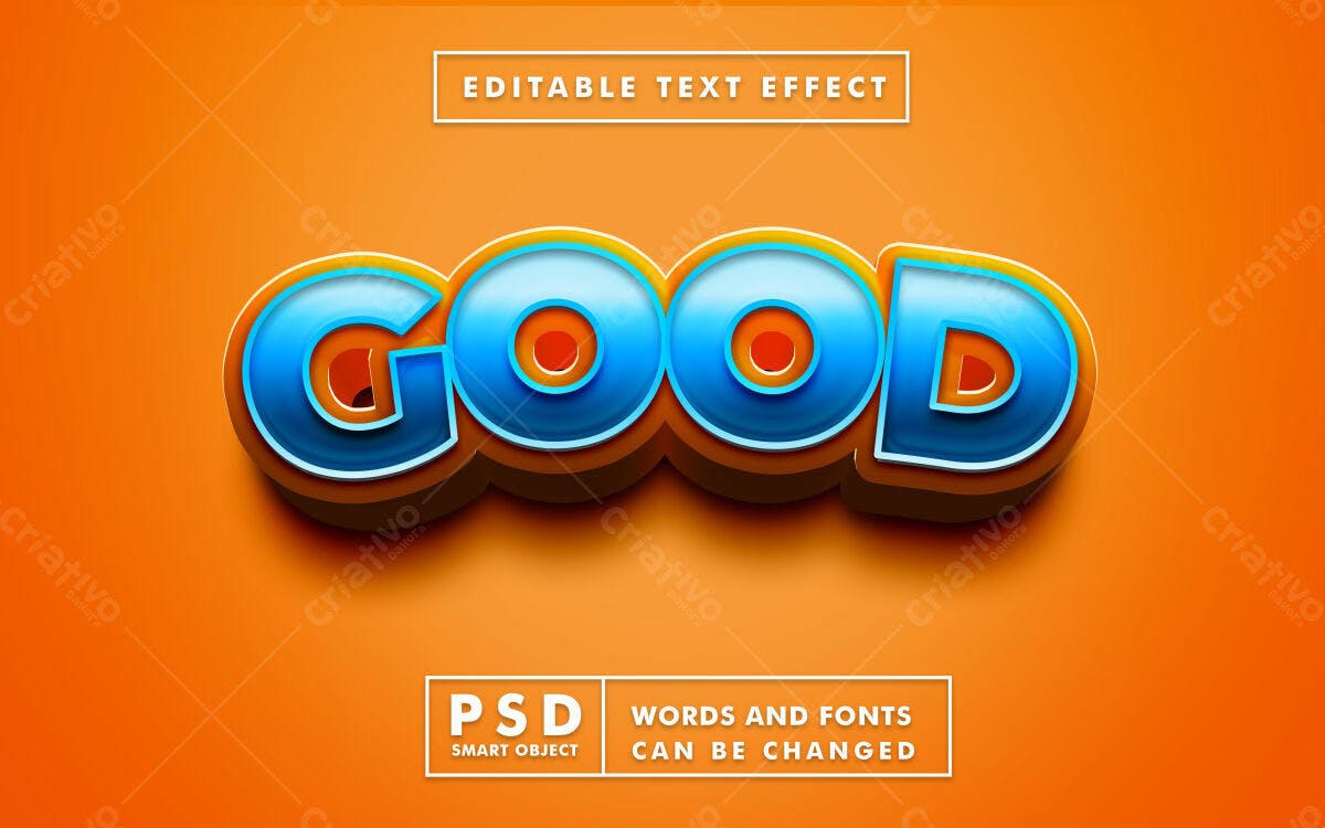 Efeito de Texto 3D "GOOD" PSD Editável