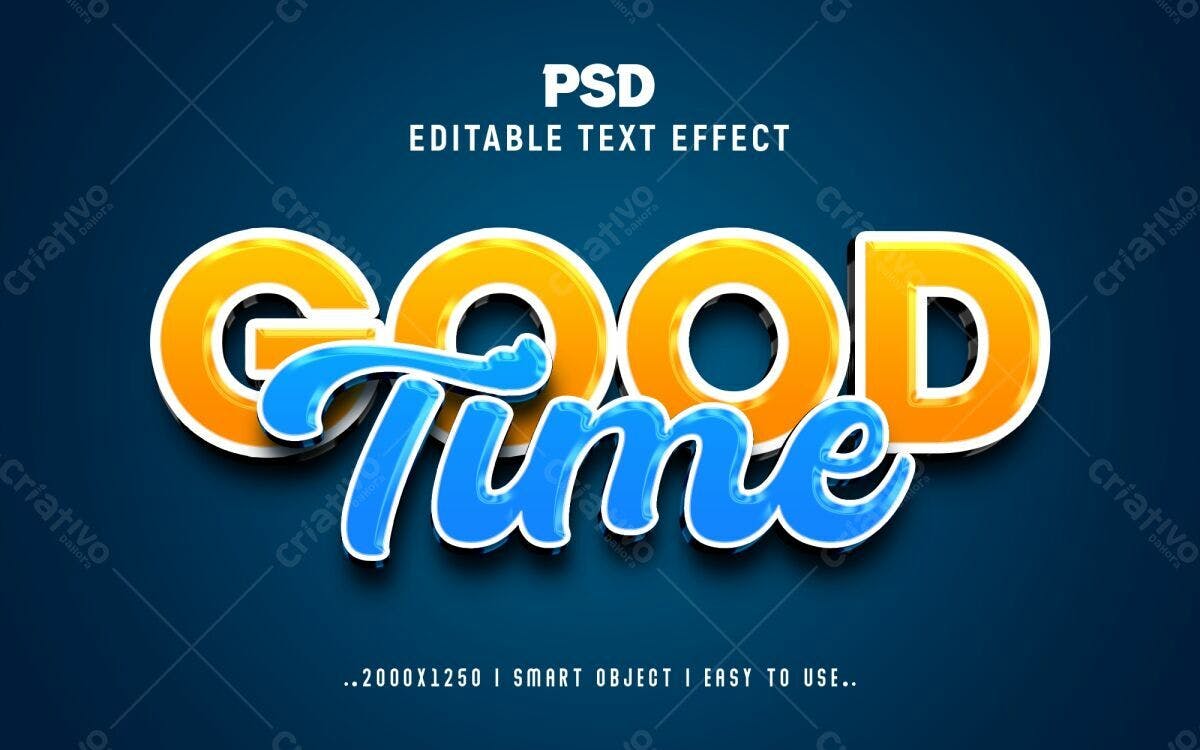 Efeito de Texto Good Time PSD Editável