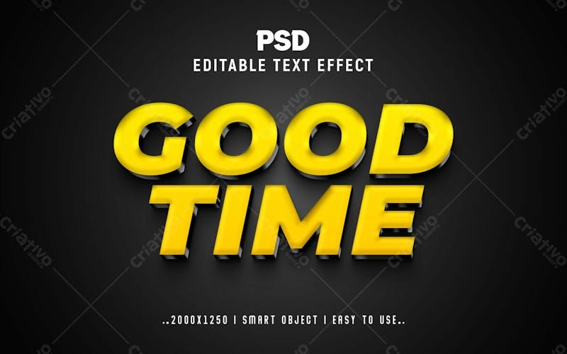 Bom tempo estilo de efeito de texto psd editável em 3d