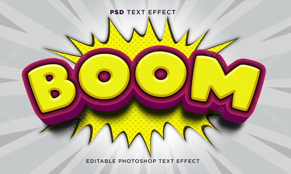 Boom 3D Efeito De Texto Psd Editável Estilo Moderno