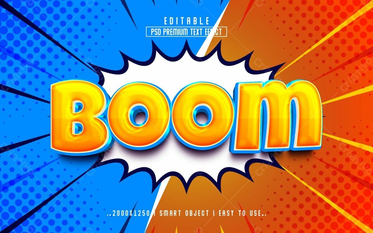 Efeito de Texto Boom PSD Editável