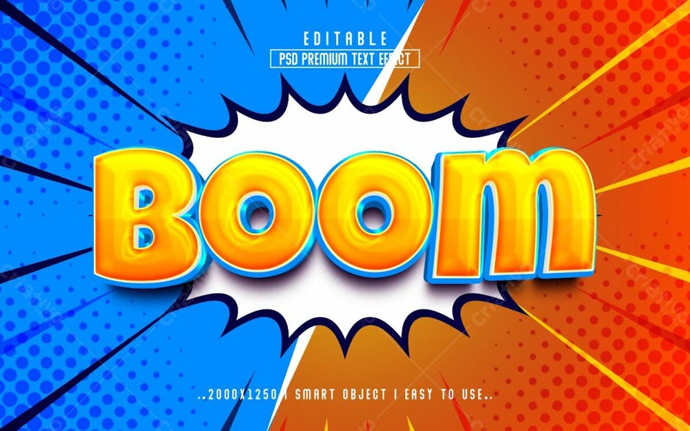 Boom Estilo Cômico Efeito De Texto Psd Editável