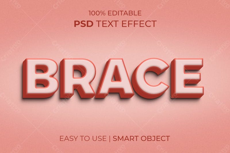 Brace 3d editable psd text effect style