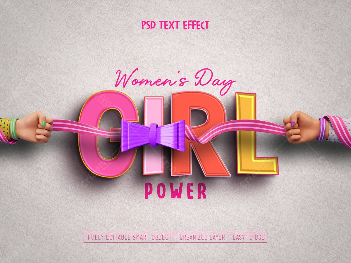 Efeito de Texto Dia da Mulher PSD Editável