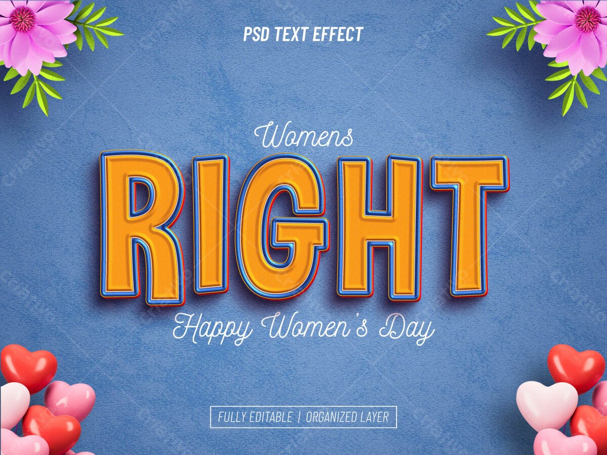 Efeito de Texto Dia Internacional da Mulher PSD Editável