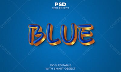 Efeito De Texto Psd Editável Em 3D Azul Estilo Moderno