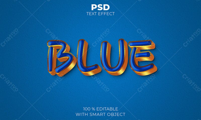 Efeito de texto psd editável em 3d azul estilo moderno