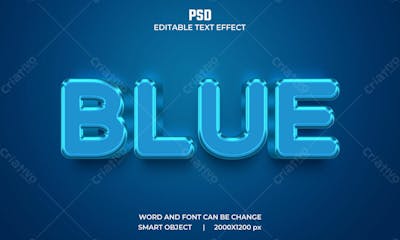 Efeito De Texto Psd Editável Em 3D Azul Estilo Moderno