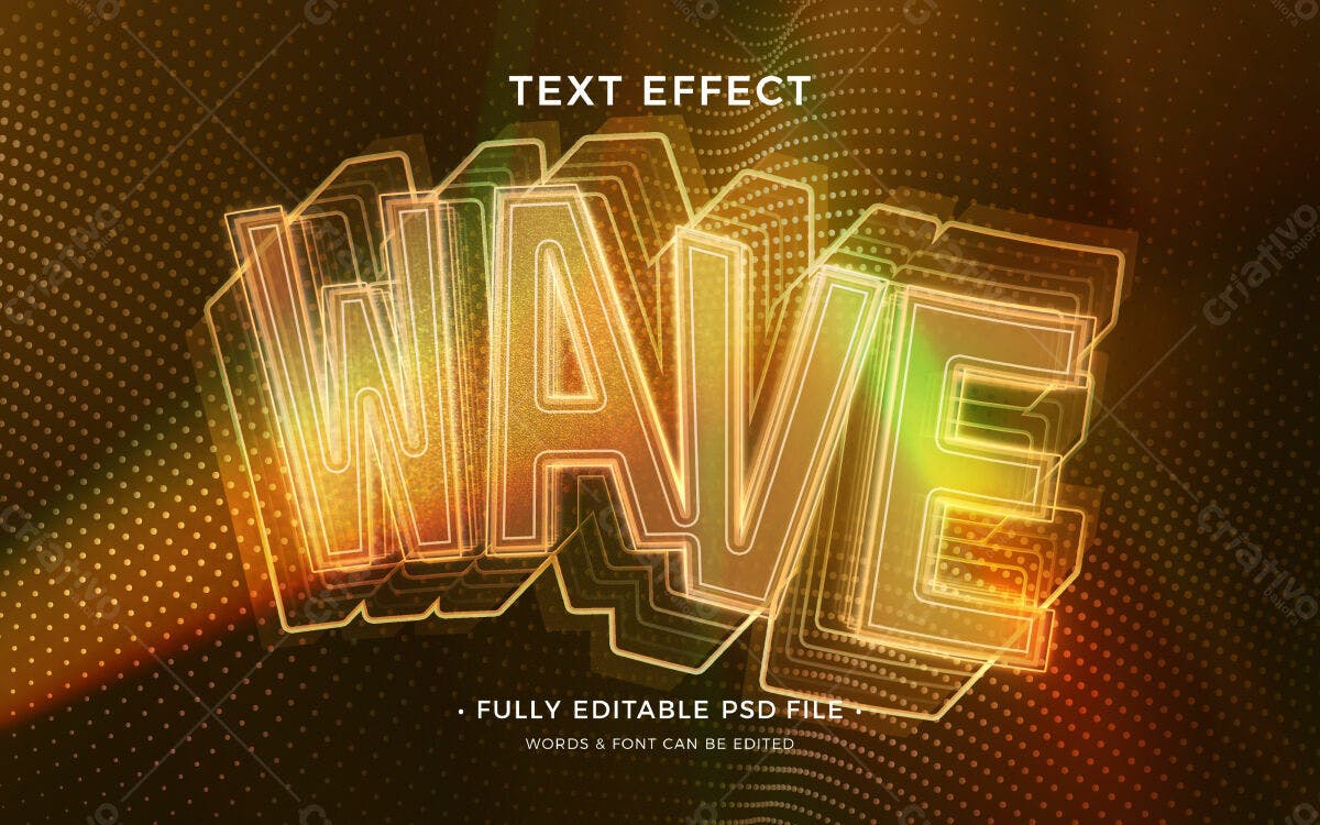 Efeito de Texto Wave PSD Editável