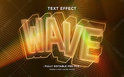 Efeito De Texto Psd Editável De Onda Retrô 3D Estilo Moderno