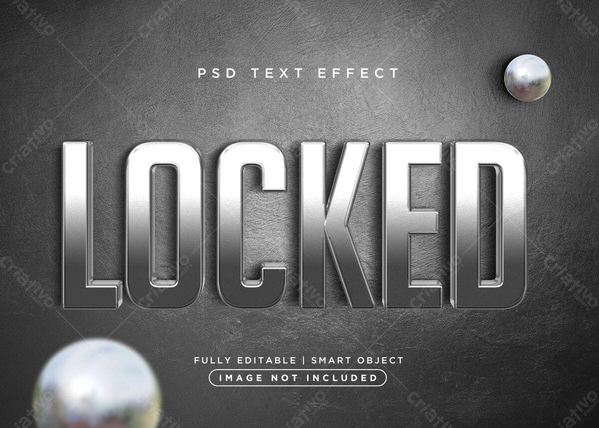 Efeito de Texto Metálico LOCKED PSD Editável