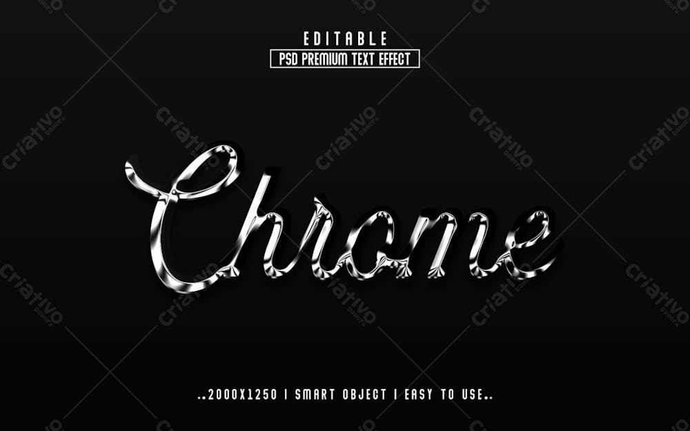 Efeito De Texto Psd Editável Em 3D Cromado Estilo Moderno
