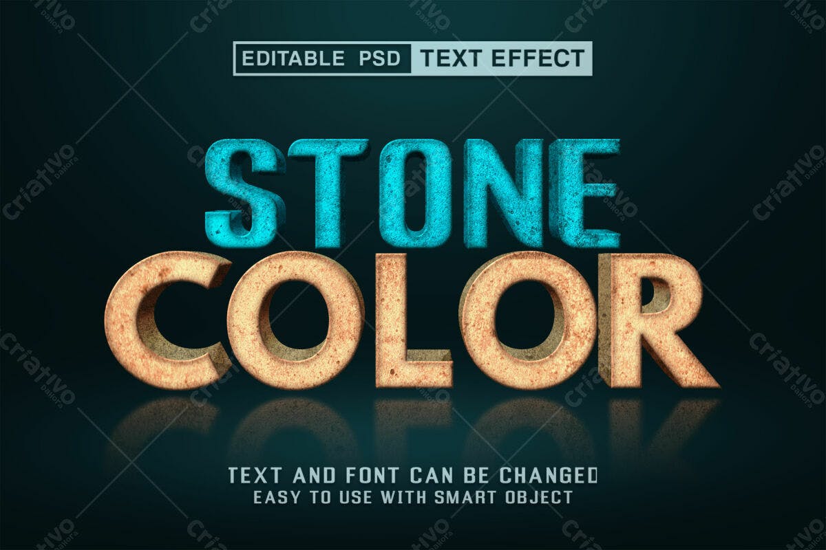 Efeito de Texto em PSD para Design de Pedra Editável