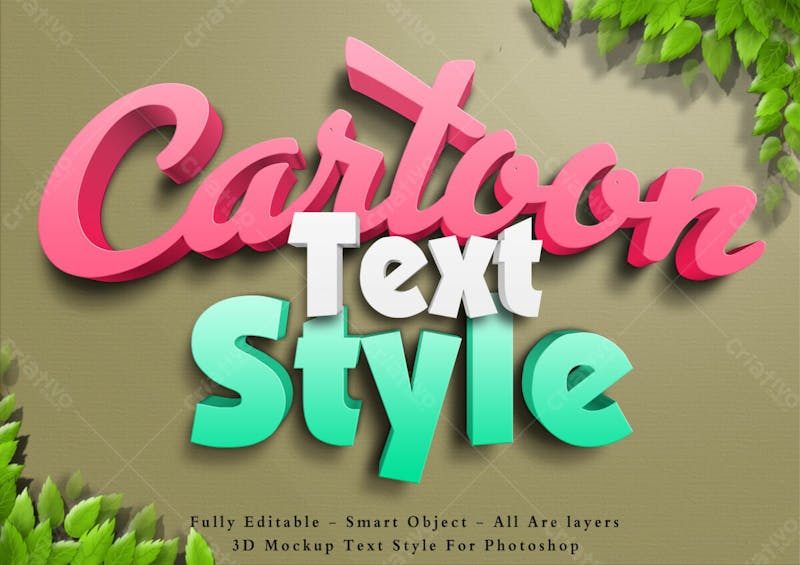 Efeito de texto psd editável em 3d de desenho animado estilo moderno