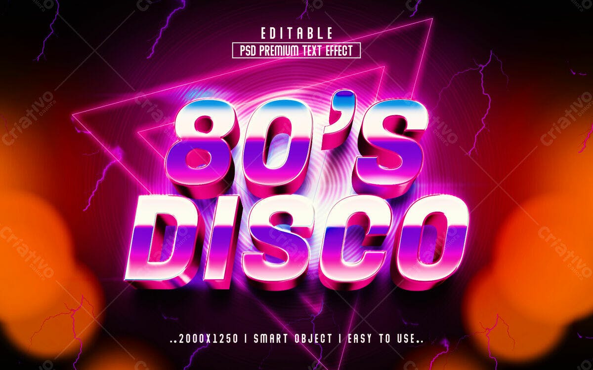 Efeito de Texto 80's Disco PSD Editável