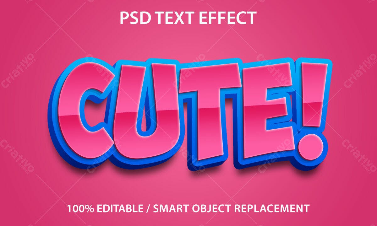 Efeito de Texto PSD para Designs Fofos Editável