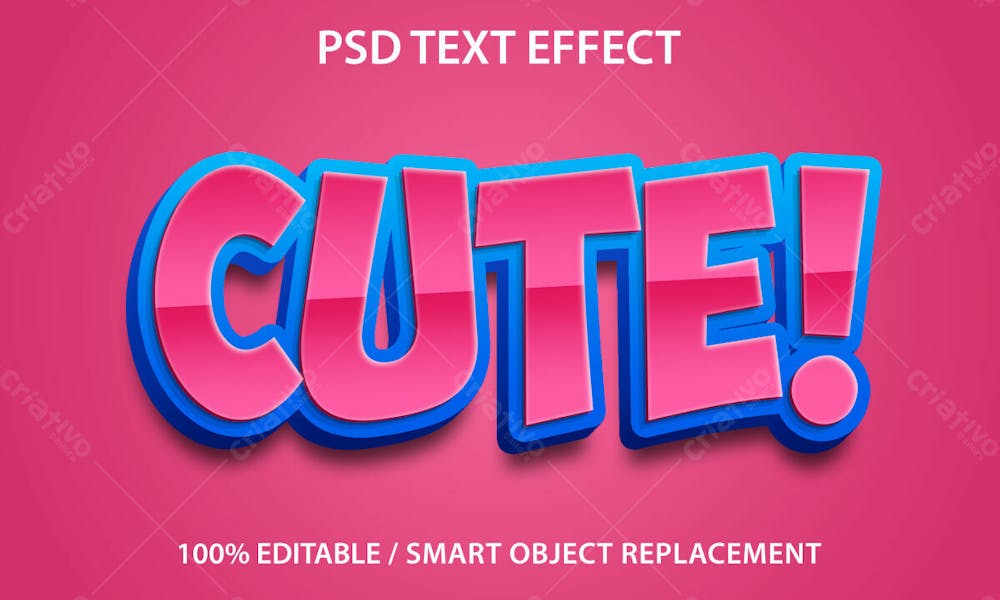 Efeito De Texto Psd Editável Em 3D Fofo Estilo Moderno