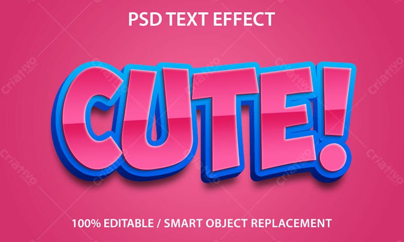 Efeito de texto psd editável em 3d fofo estilo moderno