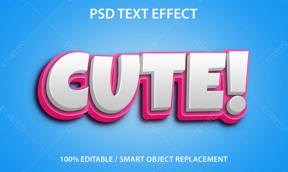 Efeito De Texto Psd Editável Em 3D Fofo Estilo Moderno