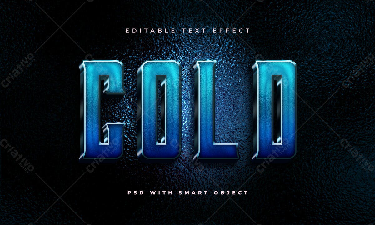 Efeito de Texto PSD Editável para Design Frio