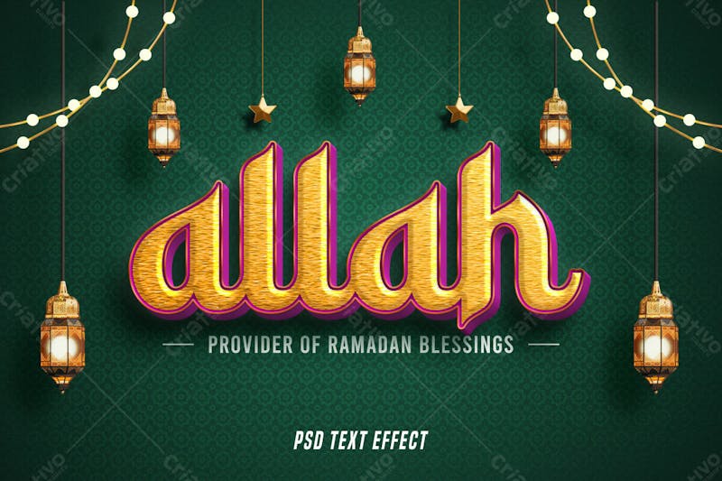 Efeito de texto psd editável em 3d islâmico do ramadã estilo moderno