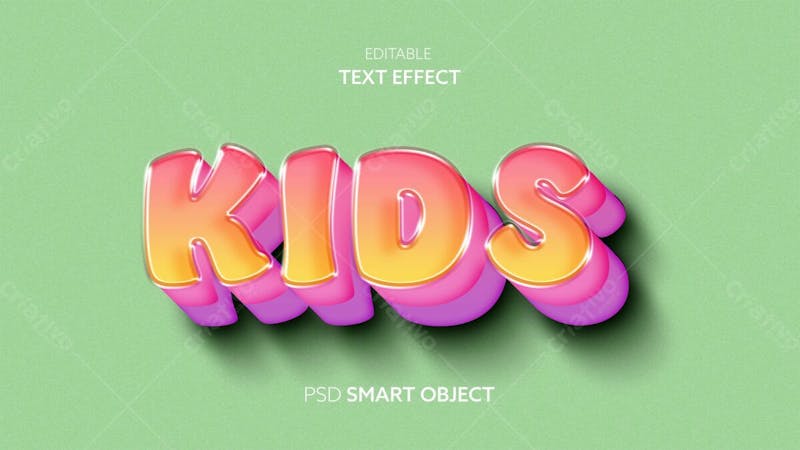 Efeito de texto psd editável em 3d para crianças estilo moderno