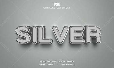 Efeito De Texto Psd Editável Em 3D Prateado Estilo Moderno