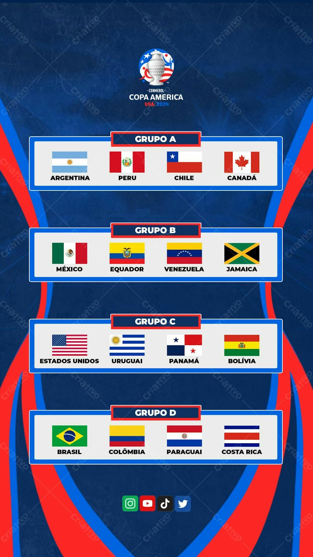 Copa America Grupos Social Media Story